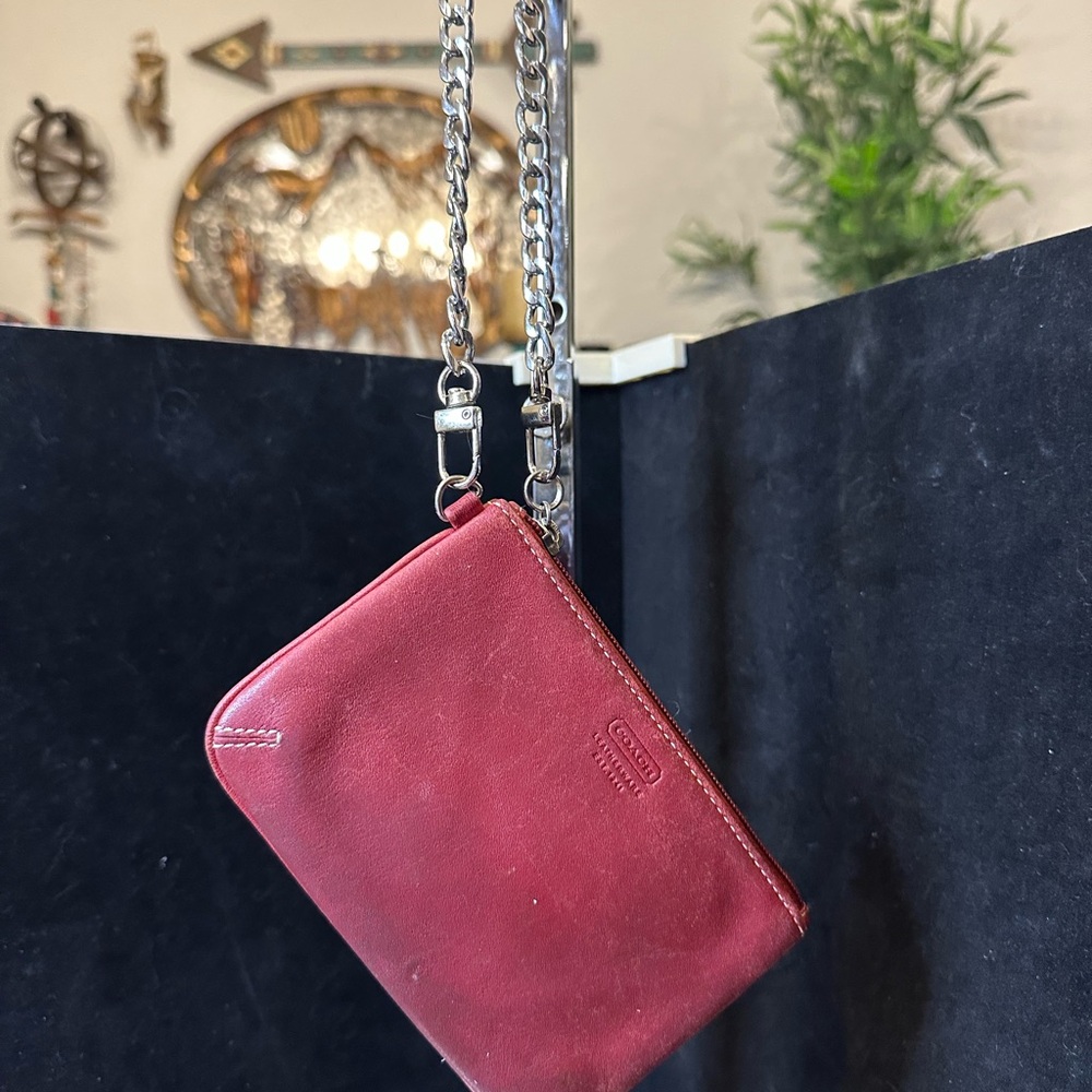 Coach Legacy Red Leather Chain Wristlet